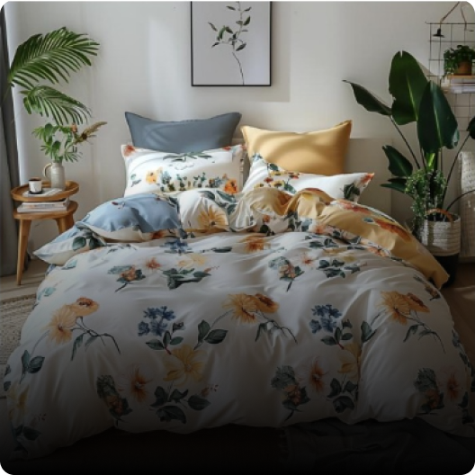 Interior styled with printed home textiles