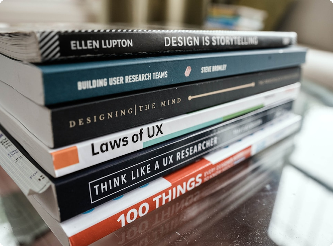 Stack of printed book spines